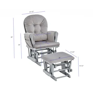 Mason - Glider And Ottoman Gray Wood - Light Gray Fabric