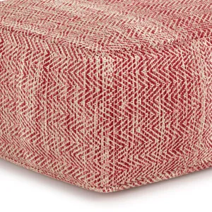Nate - Square Pouf - Patterned Maroon Melange