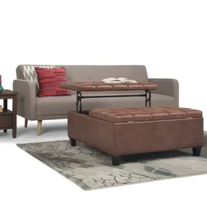 Harrison - Coffee Table Storage Ottoman - Distressed Umber Brown