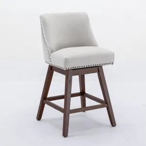 Counter Height Swivel Barstools, Upholstered Bar Stools (Set of 2) - Ivory