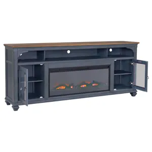 Americana - 86\" Fireplace TV Stand - Corduroy Blue
