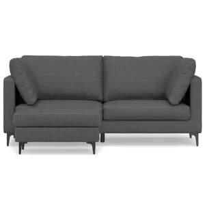 Ava - 76\" Mid Century Sofa with Ottoman Set - Pebble Gray