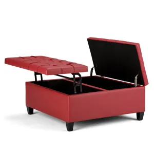 Harrison - Coffee Table Storage Ottoman - Crimson Red