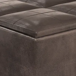 Avalon - Square Coffee Table Storage Ottoman - Distressed Brown