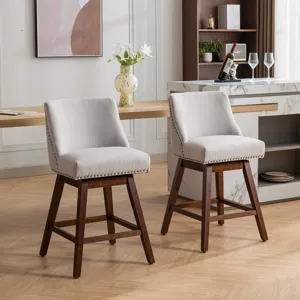 Counter Height Swivel Barstools, Upholstered Bar Stools (Set of 2) - Ivory