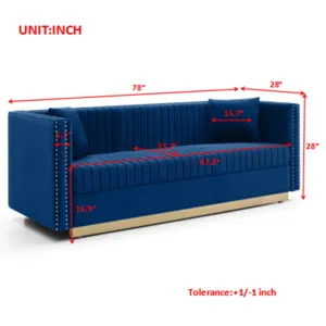 Contemporary Vertical Channel Tufted Sofa Modern Upholstered Couch For Living Room With 2 Pillows - 
