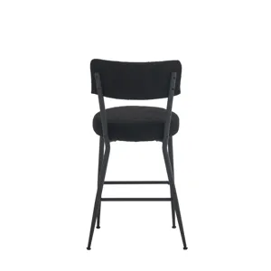 Modern Teddy Fabric Upholstered Bar Stools (Set of 2)- Black