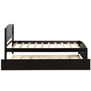 Twin Size Platform Bed With Trundle - Espresso