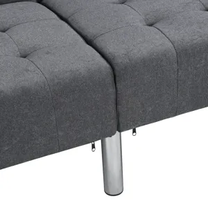 Futon Sofa Bed Convertible Folding Lounge Couch, Armrests - Dark Gray