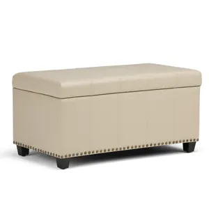 Amelia - Storage Ottoman Bench - Satin Cream