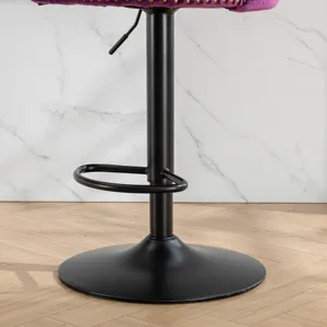 Swivel Velvet Barstools Adjusatble Seat Height , Modern Upholstered Bar Stools With Backs Comfortabl