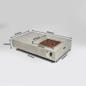 60\" Concrete Fire Pit Table - Light Gray