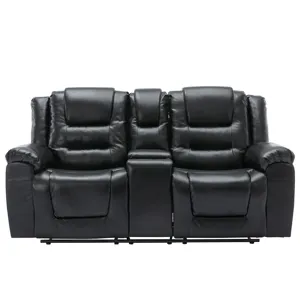 2 Seater Home Theater Recliner Manual Recliner Chair With A Storage Box And Two Cup Holders For Livi