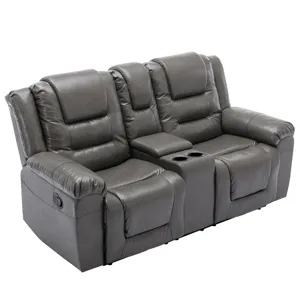 2 Seater Home Theater Recliner Manual Recliner Chair With A Storage Box And Two Cup Holders For Livi