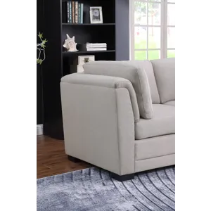 Kristin - Linen Fabric Loveseat - Light Gray