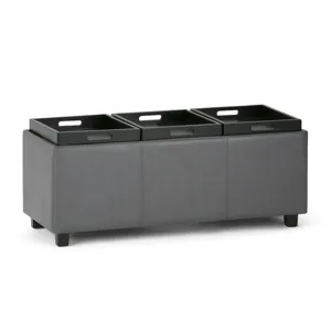 Avalon - Storage Ottoman - Stone Grey