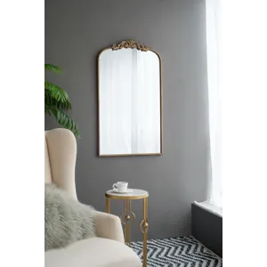 Arch Mirror, Baroque Inspired Wall Decor For Bathroom, Bedroom, Living Room - Gold