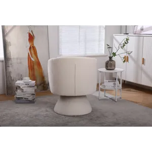 26.4\" Swivel Accent Chair Armchair, Round Barrel Chair In Fabric For Living Room Bedroom - Beige