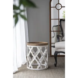 Large Distressed Side Table - White