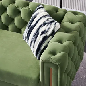 Chesterfield - Modern Tufted Velvet Living Room Sofa, 84.25\'\'W Couch - Mint Green
