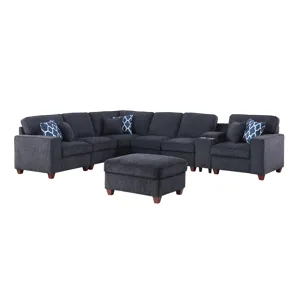 Gina - Sectional Sofa With Ottoman - Black