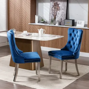 Nikki - Modern, High-End Tufted Solid Wood Contemporary Velvet Upholstered Dining Chair With Chrome 