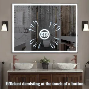 LED Bathroom Vanity Mirror Wall Mounted, Adjustable White / Warm / Natural Lights Anti-Fog Touch Swi