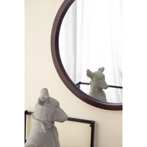 Circle Wall Mirror With Wooden Frame And Walnut Finish, Wall Mirror For Living Room Dining Room - Br