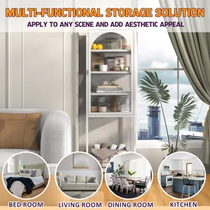 Metal Glass Door Display Storage Cabinet - 5 Tier Cube Bookshelf Storage Cabinet With 3 Adjustable S