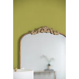Arch Mirror, Baroque Inspired Wall Decor For Bathroom, Bedroom, Living Room - Gold