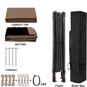 Outdoor 11X 11Ft Pop Up Gazebo Canopy With Removable Zipper Netting, 2 Tier Soft Top Event Tent, Sui