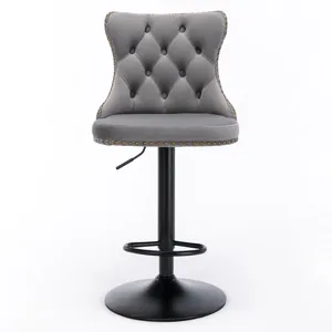 Swivel Velvet Barstools Adjusatble Seat Height , Modern Upholstered Bar Stools With Backs Comfortabl
