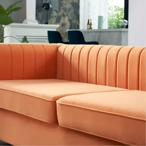 Contemporary Velvet Sofa Couch For Living Room - Orange