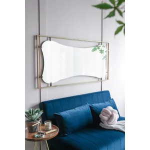 Poppy Mirror With Metal Frame Contemporary Design Wall Decor For Bathroom, Entryway - Golden Black