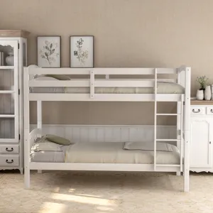80.51\" Twin Over Twin Bunk Bed With Ladder - White