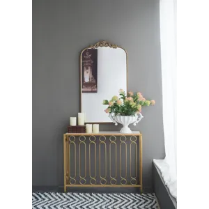 Arch Mirror, Baroque Inspired Wall Decor For Bathroom, Bedroom, Living Room - Gold