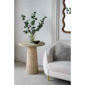 Round Side Table With Pedestal Base - Cream