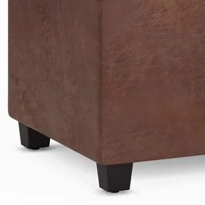 Avalon - Extra Large Storage Ottoman Bench - Distressed Saddle Brown