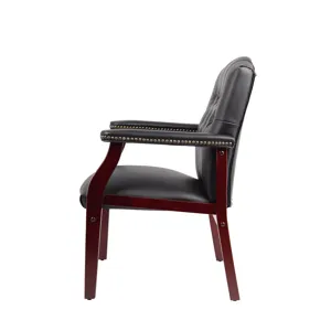 Leather Reception Guest Chairs With Padded Seat And Arms Ergonomic Mid-Back Office Executive Side Ch