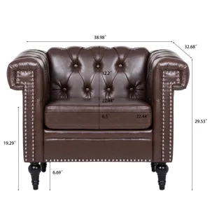 1 Seater Sofa For Living Room - Brown PU