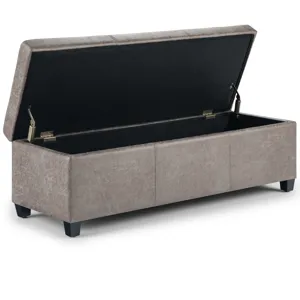 Avalon - Storage Ottoman Bench - Distressed Grey Taupe