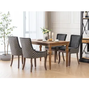 Ultra Side Dining Chair, Thickened Fabric Chairs With Neutrally Toned Solid Wood Legs, Bronze Nail H