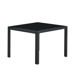 Coffee Table (Set of 2), Square Modern Table With Tempered Glass Finish For Living Room - Black