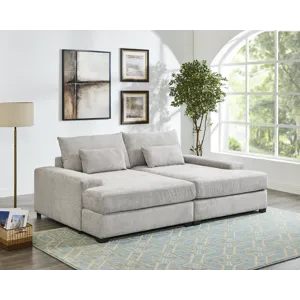 Jaylee - Light Gray Fabric 88\" Wide Oversized Sleeper Sofa