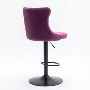 Swivel Velvet Barstools Adjusatble Seat Height , Modern Upholstered Bar Stools With Backs Comfortabl
