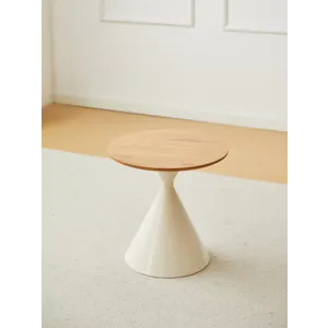 Round Coffee Table - Brown / White