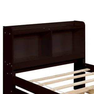 Twin Bed With Trundle, Bookcase - Espresso