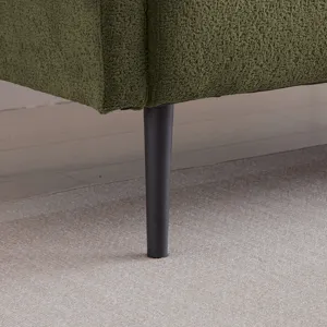 Modern Lamb Wool Sofa With Decorative Throw Pillows For Small Spaces - Emerald