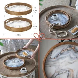 French Country Home Decor Collection (Includes An Artificial Plant, Vase, Trays, Stool And Side Tabl