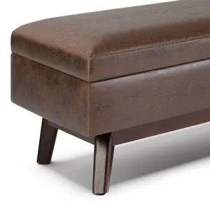 Owen - Rectangular Storage Ottoman - Distressed Chestnut Brown